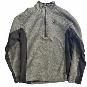 Spyder Men’s Quarter Zip Pullover Medium Gray Black Performance Fleece